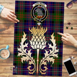 Scottish Chalmers Modern Clan Tartan Puzzle - Thistle Gold Style Scottish Plaid Tartan Plaid