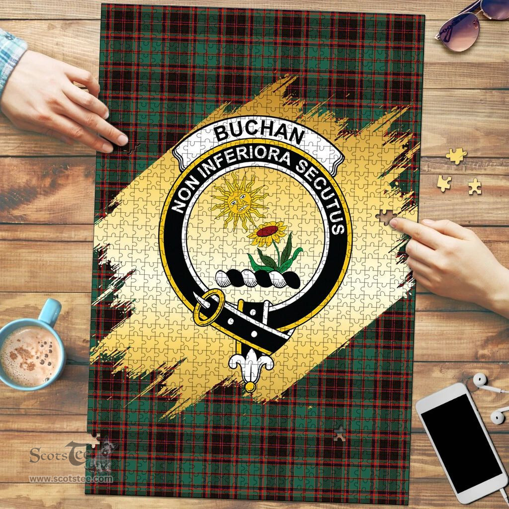 Scottish Buchan Ancient Clan Tartan Puzzle - Gold Style Scottish Plaid Tartan Plaid