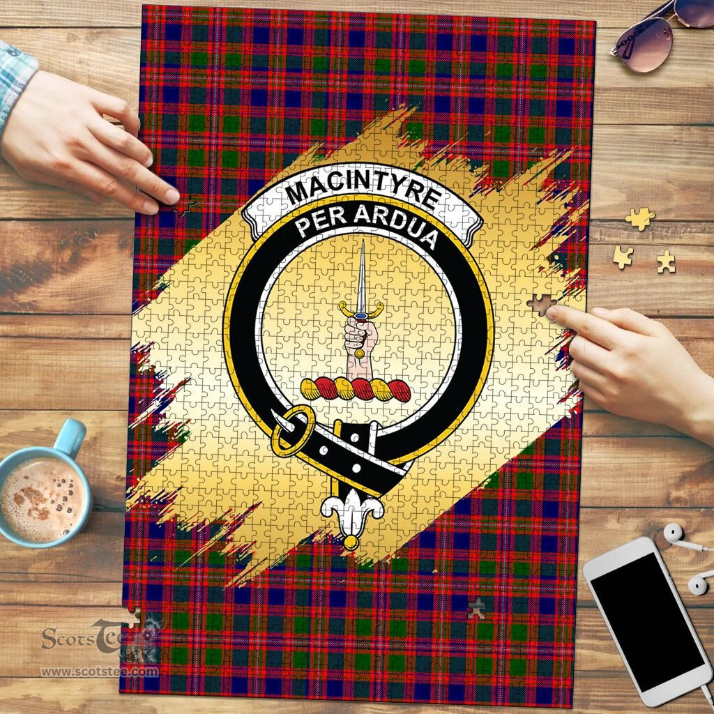 Scottish MacIntyre Modern Clan Tartan Puzzle - Gold Style Scottish Plaid Tartan Plaid