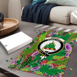 Scottish Grant Weathered Clan Tartan Puzzle - Thistle Pattern Style Scottish Plaid Tartan Plaid