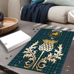 Scottish Campbell Ancient 02 Clan Tartan Puzzle - Thistle Gold Style Scottish Plaid Tartan Plaid