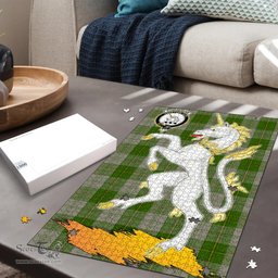 Scottish Cunningham Dress Green Dancers Clan Tartan Puzzle - Unicorn Style Scottish Plaid Tartan Plaid