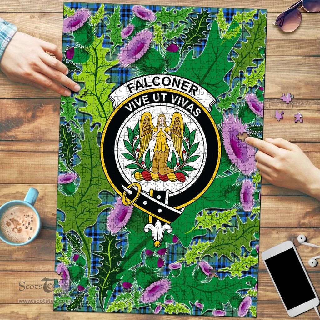 Scottish Falconer Clan Tartan Puzzle - Thistle Pattern Style Scottish Plaid Tartan Plaid
