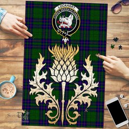 Scottish Lockhart Modern Clan Tartan Puzzle - Thistle Gold Style Scottish Plaid Tartan Plaid