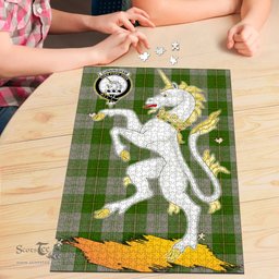 Scottish Cunningham Dress Green Dancers Clan Tartan Puzzle - Unicorn Style Scottish Plaid Tartan Plaid