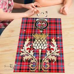 Scottish Straiton Clan Tartan Puzzle - Thistle Gold Style Scottish Plaid Tartan Plaid