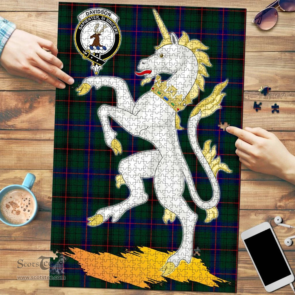 Scottish Davidson Modern Clan Tartan Puzzle - Unicorn Style Scottish Plaid Tartan Plaid