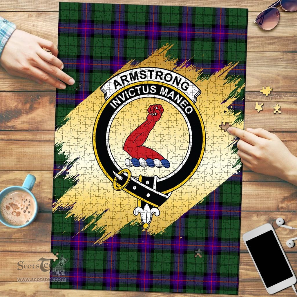 Scottish Armstrong Modern Clan Tartan Puzzle - Gold Style Scottish Plaid Tartan Plaid