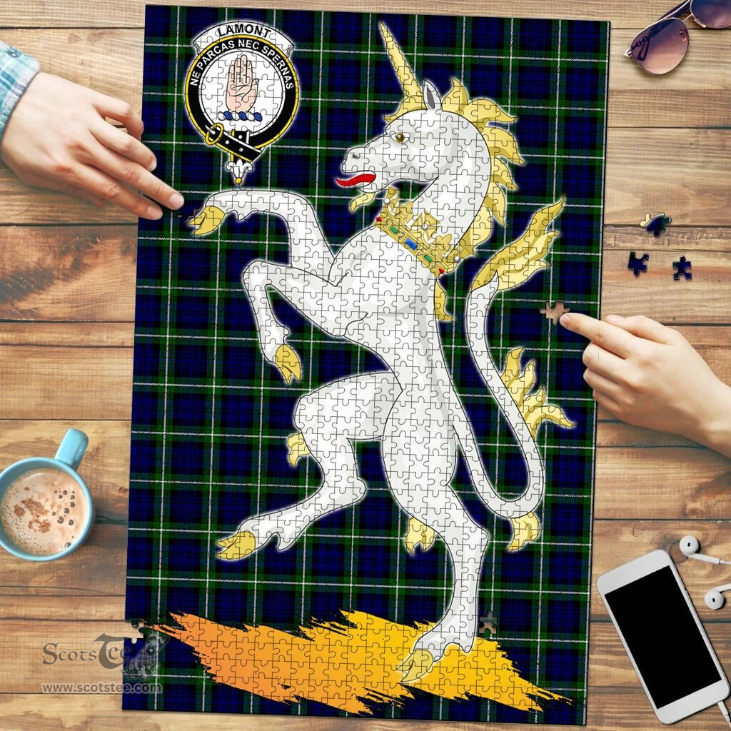 Scottish Lamont Modern Clan Tartan Puzzle - Unicorn Style Scottish Plaid Tartan Plaid