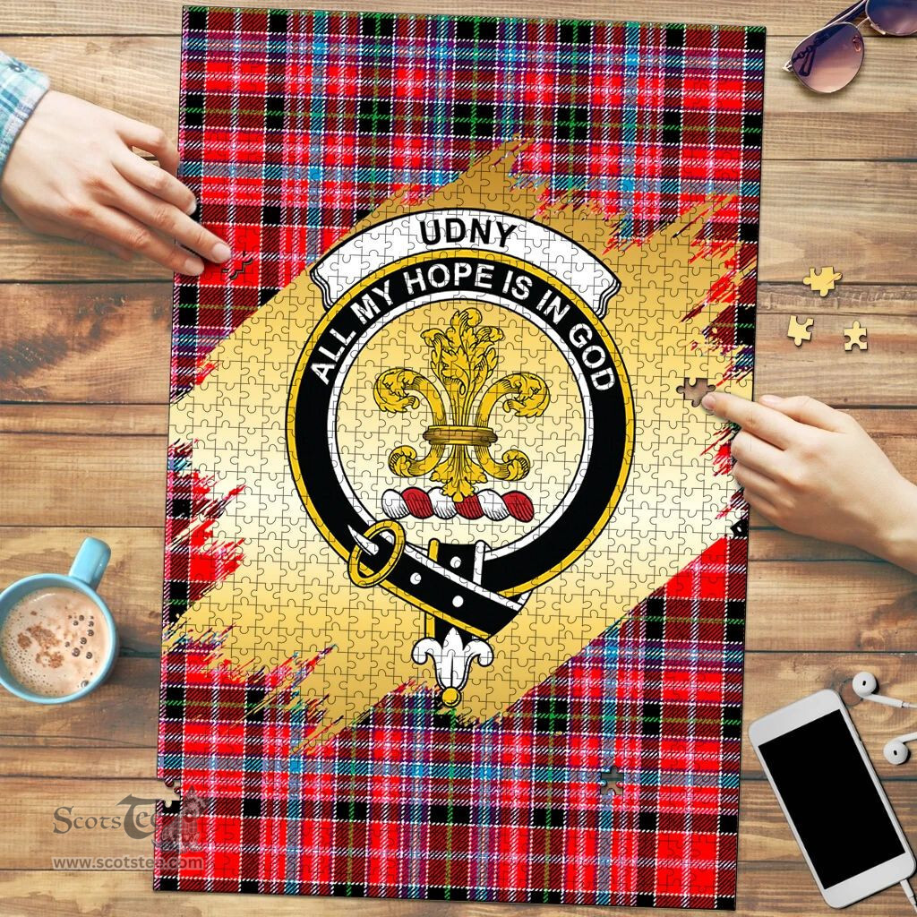 Scottish Udny Clan Tartan Puzzle - Gold Style Scottish Plaid Tartan Plaid