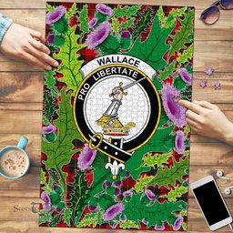 Scottish Wallace Weathered Clan Tartan Puzzle - Thistle Pattern Style Scottish Plaid Tartan Plaid