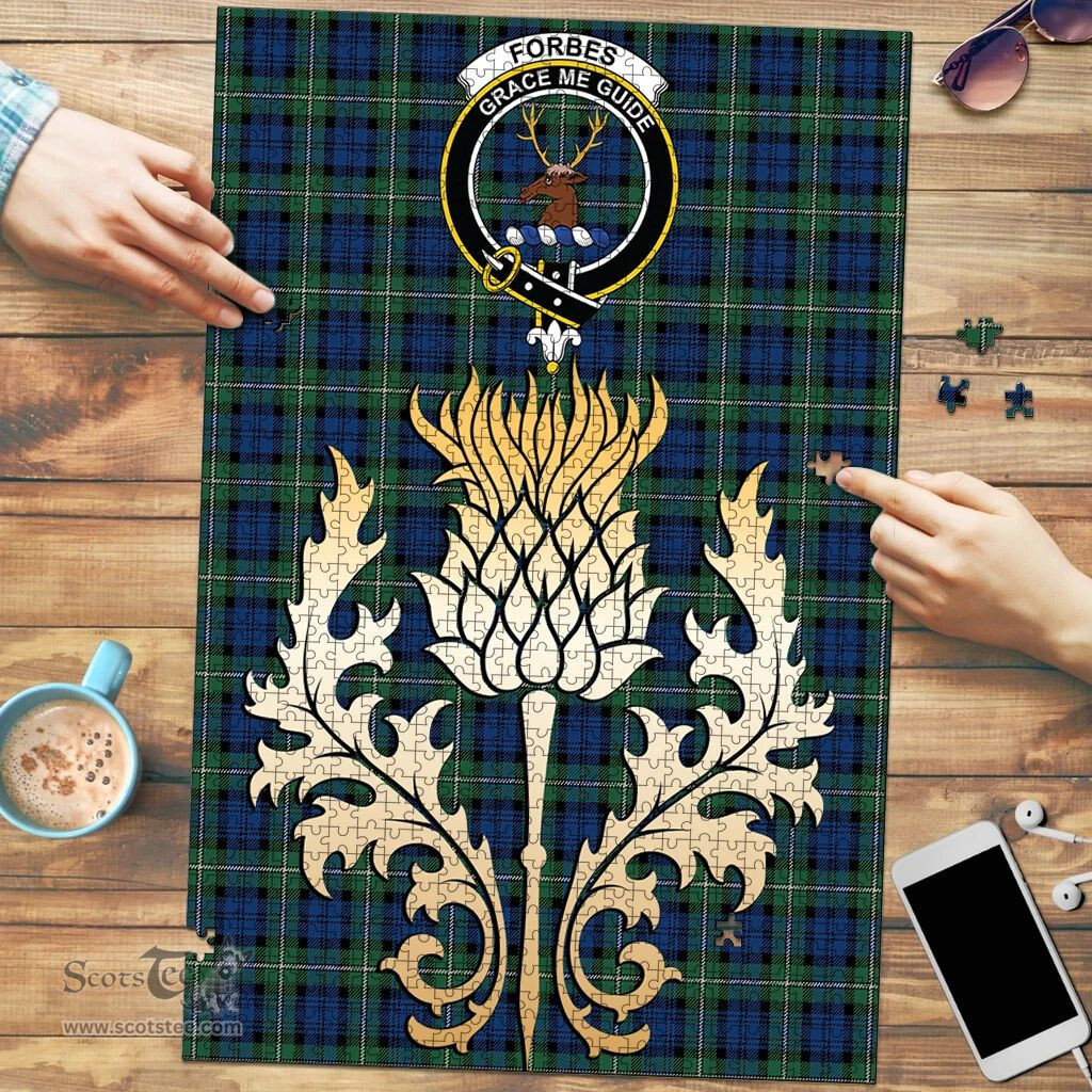 Scottish Forbes Ancient Clan Tartan Puzzle - Thistle Gold Style Scottish Plaid Tartan Plaid