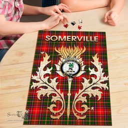 Scottish Somerville Modern Clan Tartan Puzzle - Thistle Scotland Style Scottish Plaid Tartan Plaid