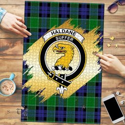 Scottish Haldane Clan Tartan Puzzle - Gold Style Scottish Plaid Tartan Plaid