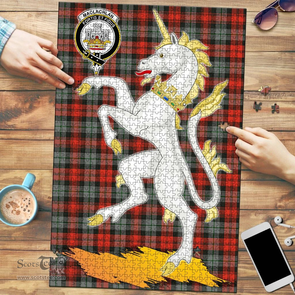 Scottish MacLachlan Weathered Clan Tartan Puzzle - Unicorn Style Scottish Plaid Tartan Plaid