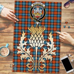 Scottish MacLachlan Ancient Clan Tartan Puzzle - Thistle Gold Style Scottish Plaid Tartan Plaid