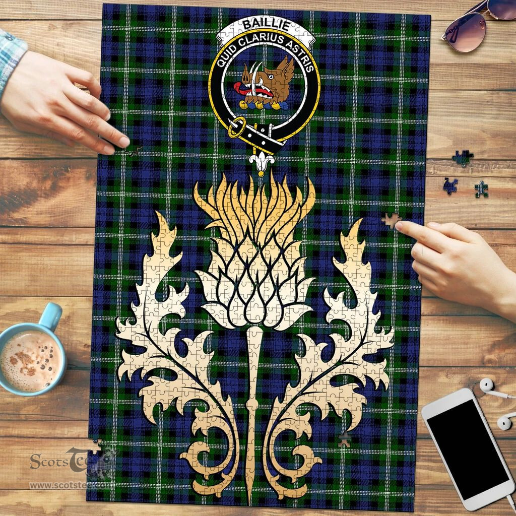 Scottish Baillie Modern Clan Tartan Puzzle - Thistle Gold Style Scottish Plaid Tartan Plaid