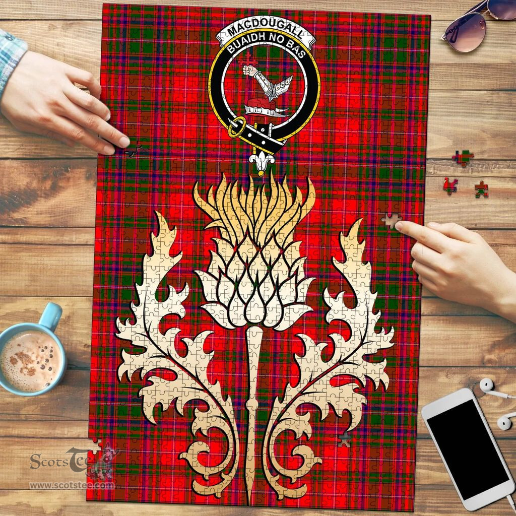 Scottish MacDougall Modern Clan Tartan Puzzle - Thistle Gold Style Scottish Plaid Tartan Plaid