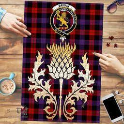 Scottish Broun Modern Clan Tartan Puzzle - Thistle Gold Style Scottish Plaid Tartan Plaid