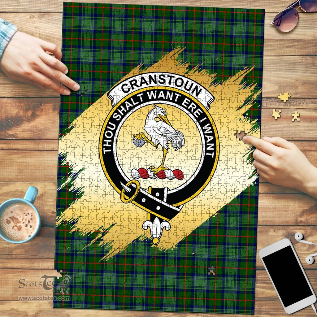 Scottish Cranstoun Clan Tartan Puzzle - Gold Style Scottish Plaid Tartan Plaid