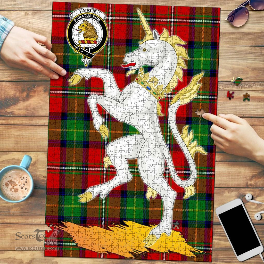 Scottish Fairlie Modern Clan Tartan Puzzle - Unicorn Style Scottish Plaid Tartan Plaid