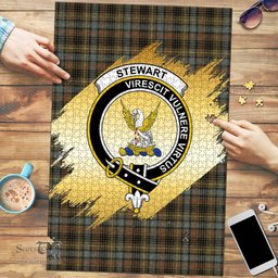 Scottish Stewart Hunting Weathered Clan Tartan Puzzle - Gold Style Scottish Plaid Tartan Plaid