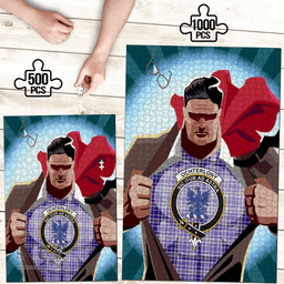 Scottish Ochterlony Clan Tartan Puzzle - Supper Hero Style Scottish Plaid Tartan Plaid