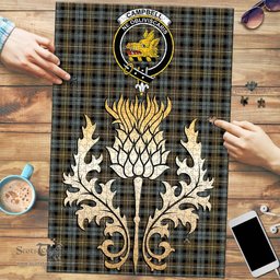 Scottish Campbell Argyll Weathered Clan Tartan Puzzle - Thistle Gold Style Scottish Plaid Tartan Plaid