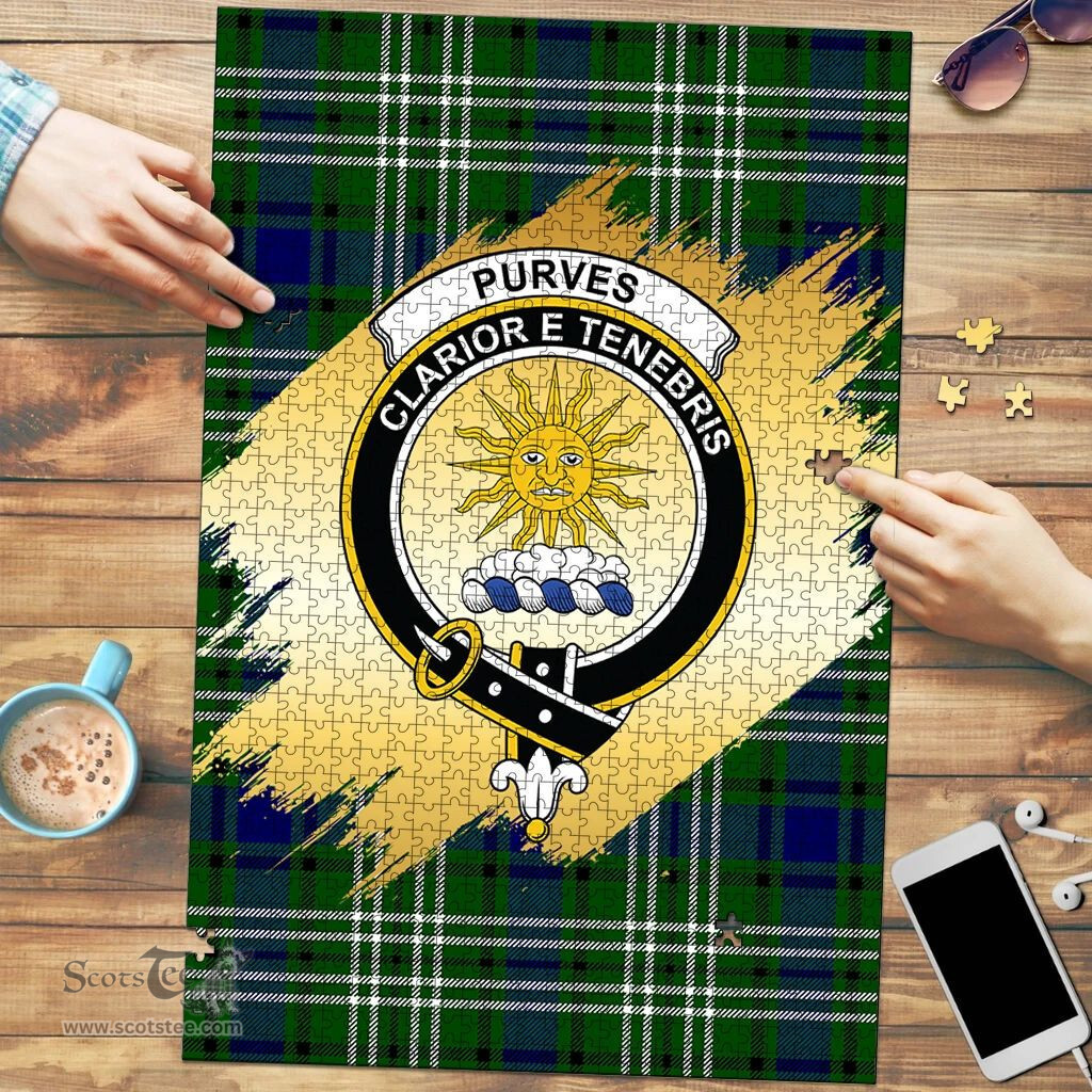 Scottish Purves Clan Tartan Puzzle - Gold Style Scottish Plaid Tartan Plaid