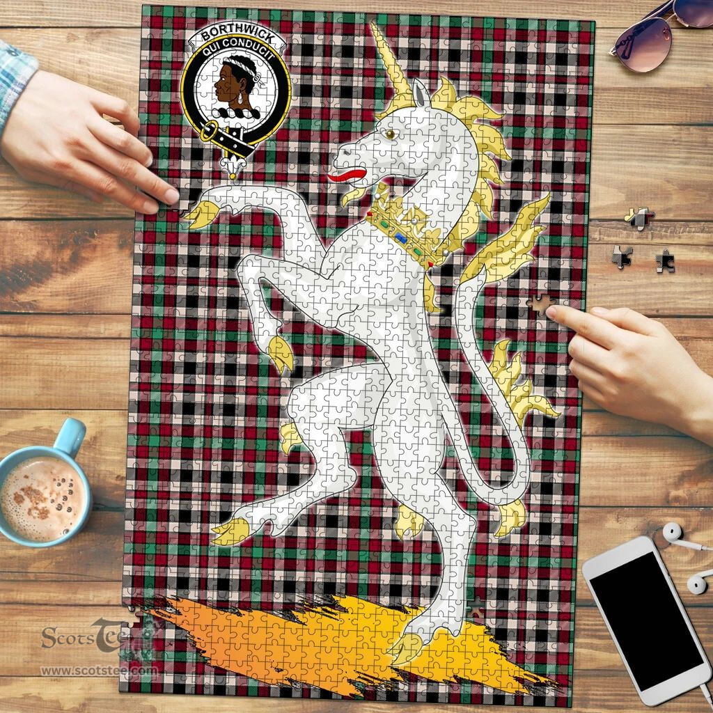 Scottish Borthwick Dress Ancient Clan Tartan Puzzle - Unicorn Style Scottish Plaid Tartan Plaid