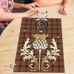 Scottish Innes Ancient Clan Tartan Puzzle - Thistle Gold Style Scottish Plaid Tartan Plaid