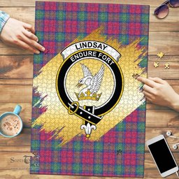 Scottish Lindsay Ancient Clan Tartan Puzzle - Gold Style Scottish Plaid Tartan Plaid