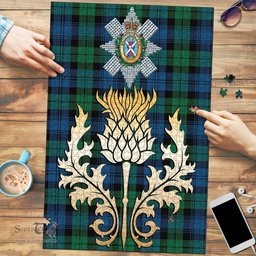 Scottish Blackwatch Ancient Clan Tartan Puzzle - Thistle Gold Style Scottish Plaid Tartan Plaid