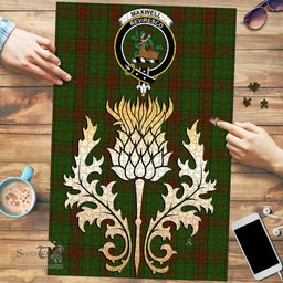 Scottish Maxwell Hunting Clan Tartan Puzzle - Thistle Gold Style Scottish Plaid Tartan Plaid