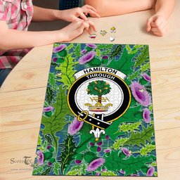 Scottish Hamilton Hunting Ancient Clan Tartan Puzzle - Thistle Pattern Style Scottish Plaid Tartan Plaid