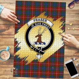 Scottish Fraser Ancient Clan Tartan Puzzle - Gold Style Scottish Plaid Tartan Plaid