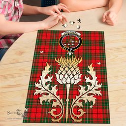 Scottish MacAulay Modern Clan Tartan Puzzle - Thistle Gold Style Scottish Plaid Tartan Plaid