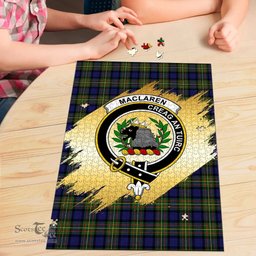 Scottish MacLaren Modern Clan Tartan Puzzle - Gold Style Scottish Plaid Tartan Plaid