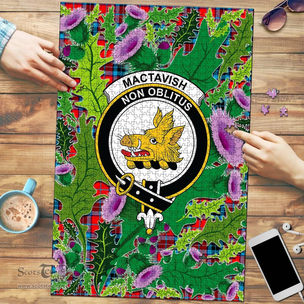 Scottish MacTavish Modern Clan Tartan Puzzle - Thistle Pattern Style Scottish Plaid Tartan Plaid