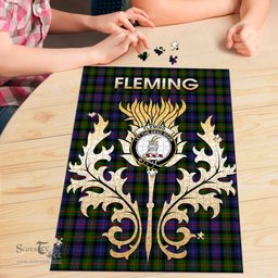 Scottish Fleming Clan Tartan Puzzle - Thistle Scotland Style Scottish Plaid Tartan Plaid