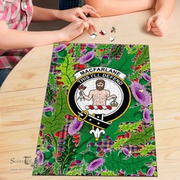Scottish MacFarlane Modern Clan Tartan Puzzle - Thistle Pattern Style Scottish Plaid Tartan Plaid