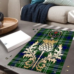 Scottish Learmonth Clan Tartan Puzzle - Thistle Gold Style Scottish Plaid Tartan Plaid
