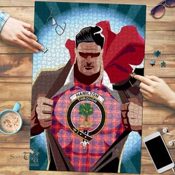 Scottish Hamilton Modern Clan Tartan Puzzle - Supper Hero Style Scottish Plaid Tartan Plaid