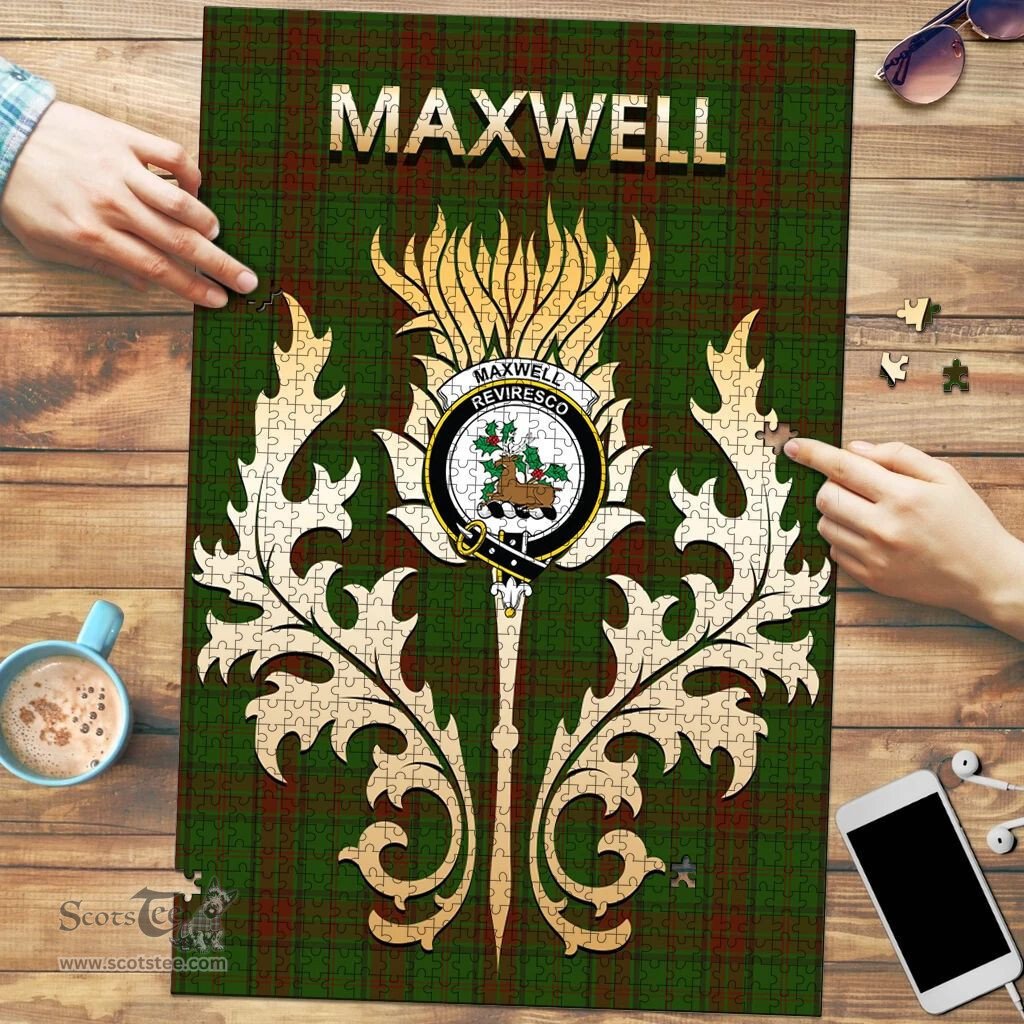 Scottish Maxwell Hunting Clan Tartan Puzzle - Thistle Scotland Style Scottish Plaid Tartan Plaid