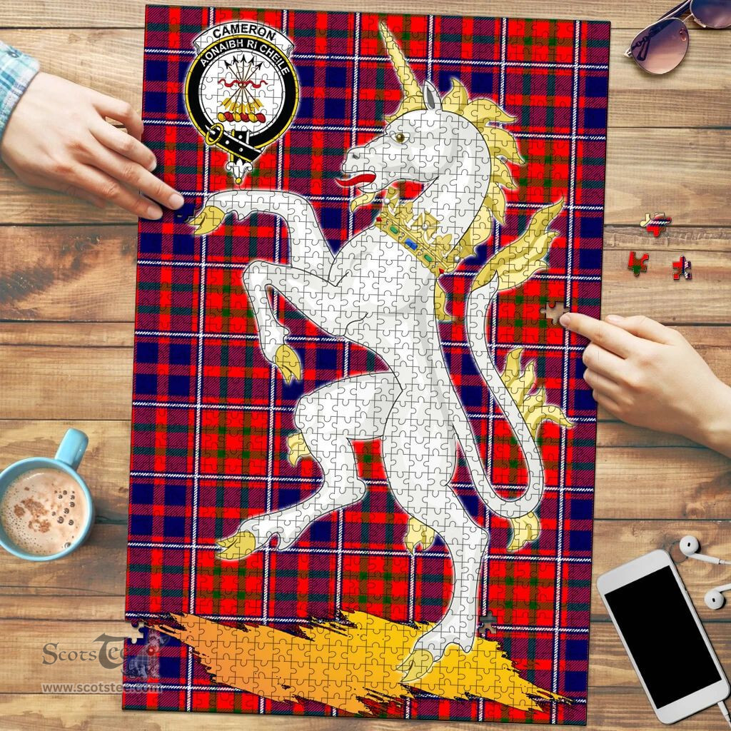 Scottish Cameron of Lochiel Modern Clan Tartan Puzzle - Unicorn Style Scottish Plaid Tartan Plaid