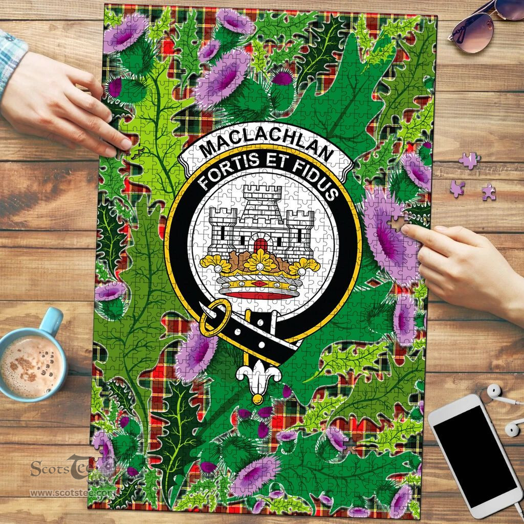 Scottish MacLachlan Hunting Modern Clan Tartan Puzzle - Thistle Pattern Style Scottish Plaid Tartan Plaid