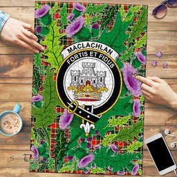 Scottish MacLachlan Hunting Modern Clan Tartan Puzzle - Thistle Pattern Style Scottish Plaid Tartan Plaid