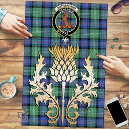 Scottish Sutherland Old Ancient Clan Tartan Puzzle - Thistle Gold Style Scottish Plaid Tartan Plaid