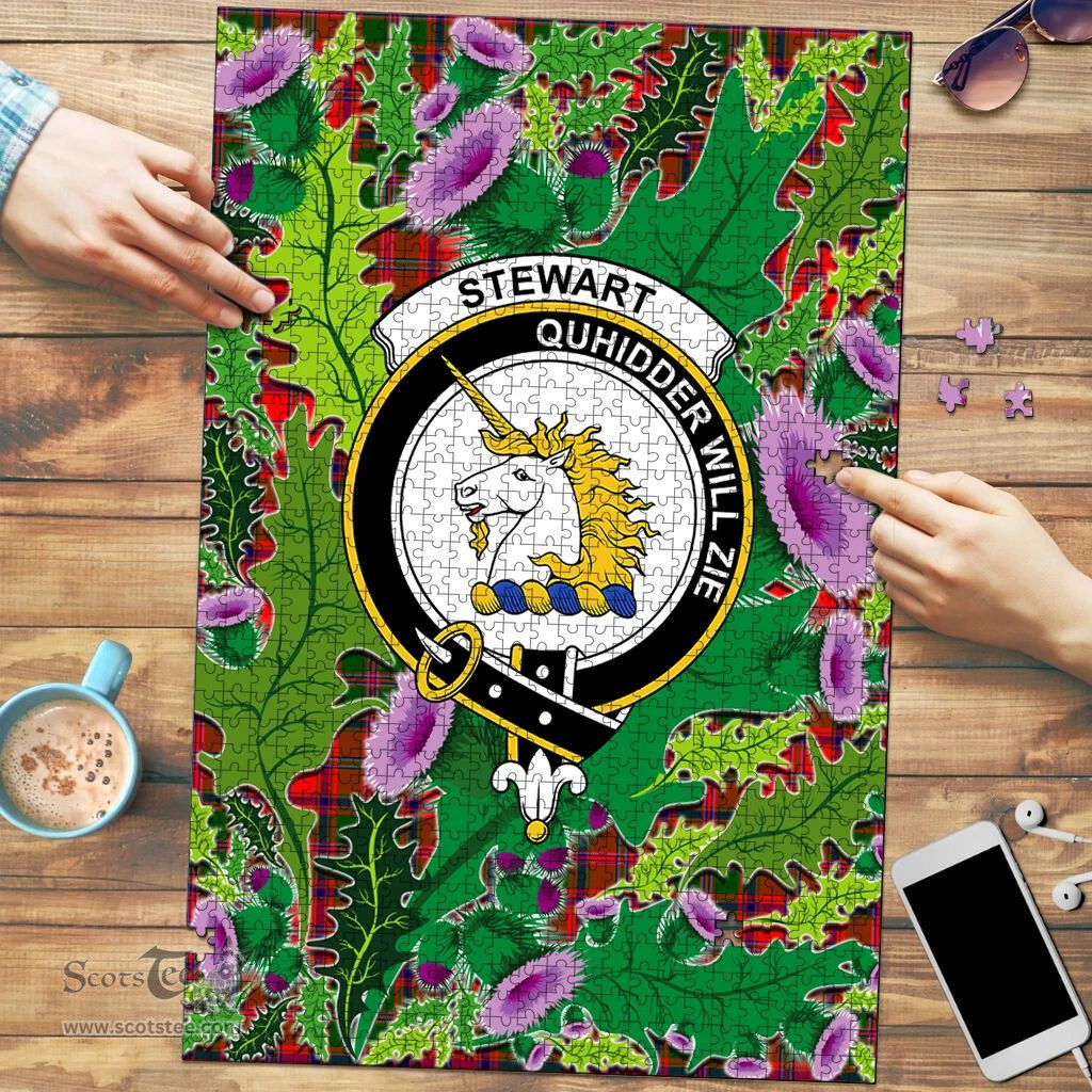 Scottish Stewart of Appin Modern Clan Tartan Puzzle - Thistle Pattern Style Scottish Plaid Tartan Plaid