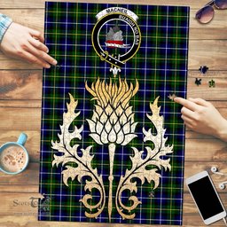 Scottish MacNeil of Barra Modern Clan Tartan Puzzle - Thistle Gold Style Scottish Plaid Tartan Plaid